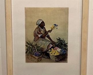 Framed print, flower vendor