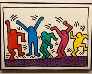 Framed Keith Haring "Dancing Figures" 1991 poster