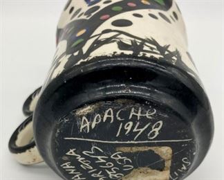 Vintage Mana Pottery (AZ) mug labeled Apache 1948, Smithsonian