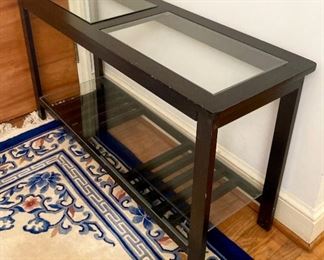 Black frame glass top entry table