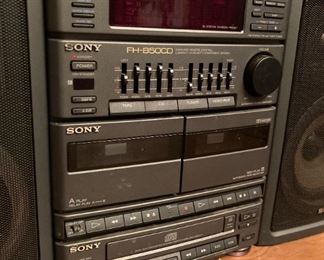 Vintage Sony FH-95000 sound system with dual cassette players and CD player