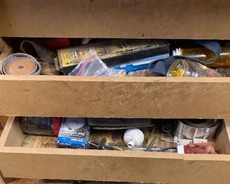 Drawers full of Tools and Wood Working Supplies