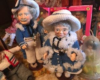 Dolls with crocheted clothing