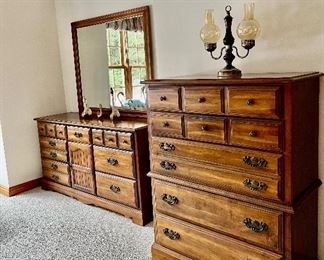 Another bedroom set! Dresser with mirror, chest, nightstands