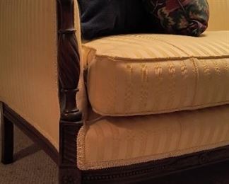 Hand carving on Sheraton parlor couch 