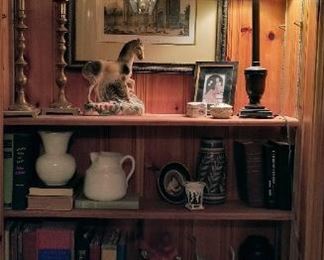 Local pottery/ steins/ brass candle sticks and more 