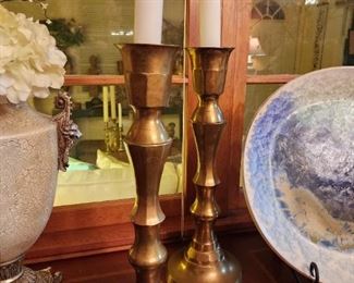 Large brass candle sticks 