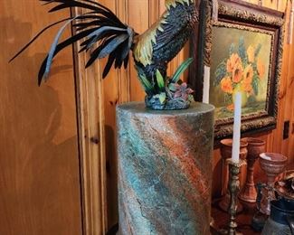 Metal rooster stop Lenton Slack hand painted stand