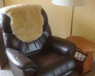 Leather La-Z-Boy recliner w bear skin