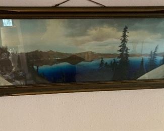 hand colored photo-Crater Lake-batwing pie crust frame--big