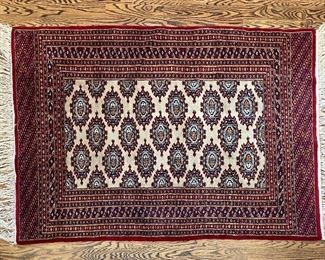 Vintage Hand Knotted Persian Rug With Fringe 48"w X 78"L 