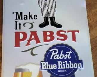 Tin Pabst Blue Ribbon Advertising Sign