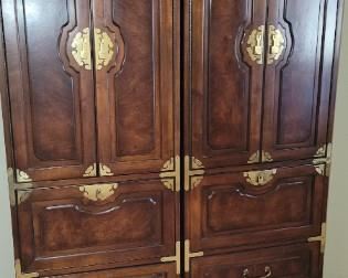 Bernhardt - Midcentury Chin Hua Campaign Armoires 2 of 3 pieces available.