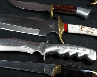 We have many Custom Knives including the RARE Sea Wolf Knife Co knife, only 200 made and sold ONLY to the Seals by the original owner of the company. Super cool!