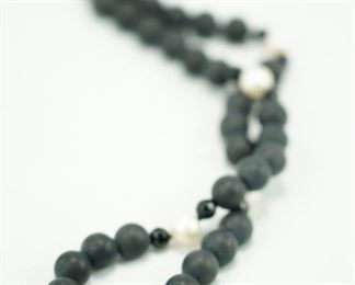 Lava beads with onyx and pearls