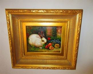 Still Life Oil on Canvas w/ Rabbit, Susan Ryder