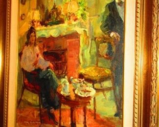 Russian Impressionist Style Oil on Canvas, Signed on Reverse