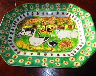 Hand Painted Folk Art Platter