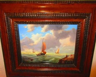 Traditional Style Oil Painting on Board, Nautical Landscape, Zouaoui