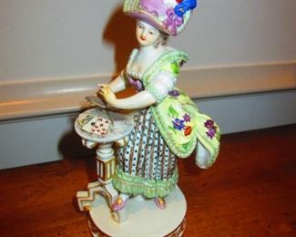 Fine Antique 19th C. German Porcelain Figurine of a Lady, Meissen, with Mark