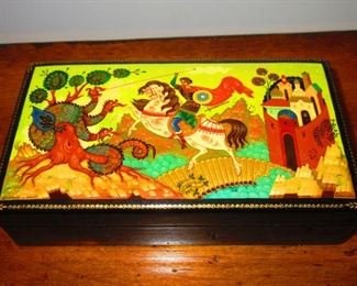 Signed Russian Lacquered Palekh Box