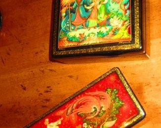 Various Hand Painted and Signed Russian Palekh Boxes
