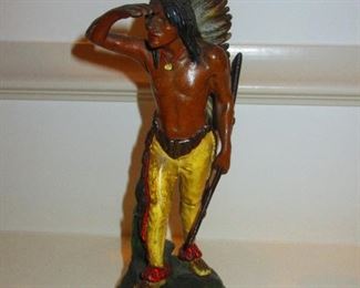 Antique Cold Painted Native American Cabinet Sculpture