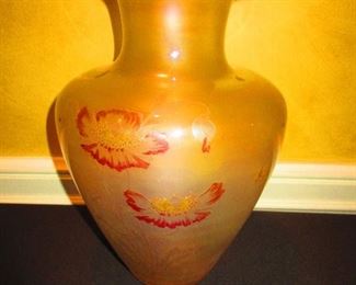 Art Deco Art Glass Vase with Poppy Motif, H.P. Sinclaire
