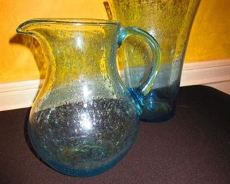 Biot Art Glass Pitcher and Vase