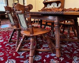 Romweber refractory table and set of eight chairs