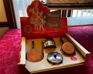 Miniature Revere-ware utensils copper clad stainless steel  children’s cook set