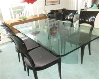 Amazing glass table with glass base..see other pic & contemporary chairs..see other pics