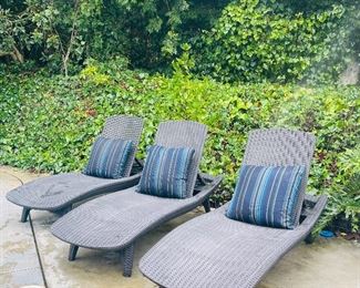 All weather wicker loungers