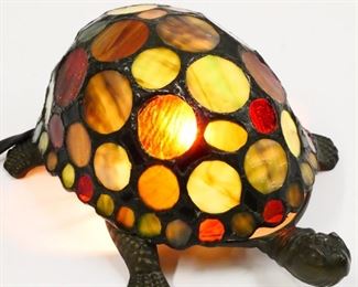 Multicolored Glass Turtle Lamp