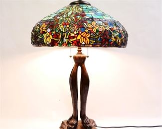 Large Colorful Stained Glass Table Lamp