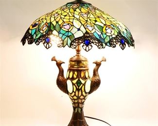 Peacock Stained Glass Table Lamp