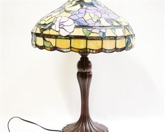 Purple Flowers Stained Glass Table Lamp