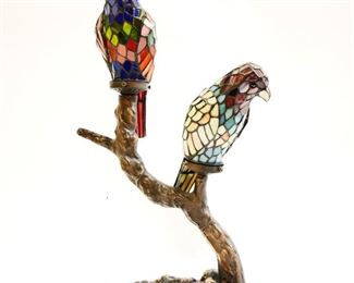Colorful Stained Glass Parrot Lamp