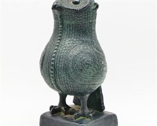 Vintage Austin Productions Engraved Ceramic Owl Sculpture