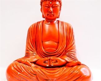 Red Meditating Buddha Statue

