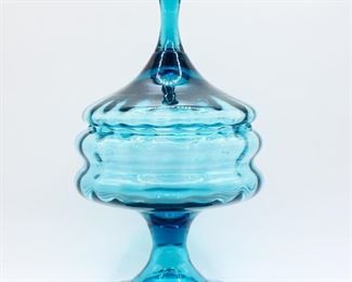 Light Blue Glass Candy Dish
