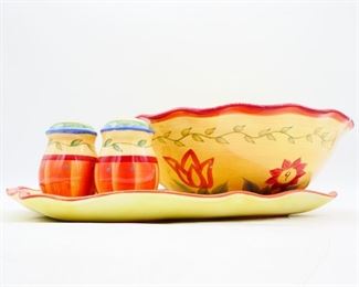 Pfaltzgraff "Napoli" Hand Painted Serving Bowl & Tray Set
