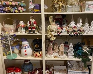 Fitz Floyd, Mark Roberts Fairy, Radko snowman cookie jar Shiny Brite Radko Cookie Jar, Melody in Motion Santa and vintage ceramic angels