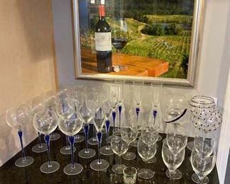 Orrefors Intermezzo Blue Stem Wine Glasses