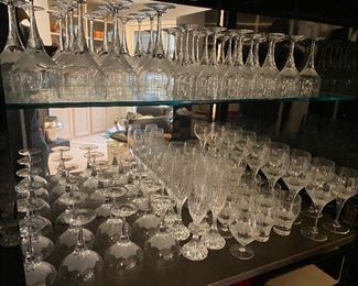 Large selection of Rosenthal crystal glassware; also six Baccarat crystal maddens champagne flutes.