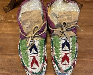 Early 19th Century Plain Indian Beaded Moccasins