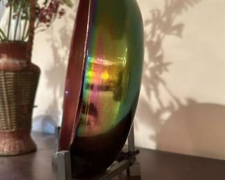 Raku Pottery on Wrought Iron Stand