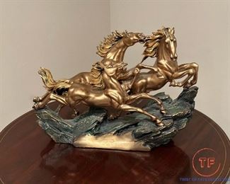 Chinese Feng Shui 3 Running Horse Statue