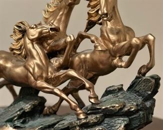 Chinese Feng Shui 3 Running Horse Statue