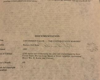 Limited Edition "Uncommon Valor...The United States Marines" by BARBARA DELL RIDER - 949/1250